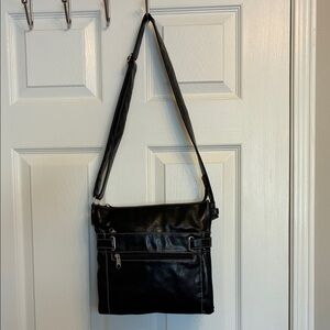 Black faux leather Crossbody Bag